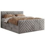 Łóżko kontynentalne PARIS KING DUO 180x200 - H3 - jasnoszary, welwet