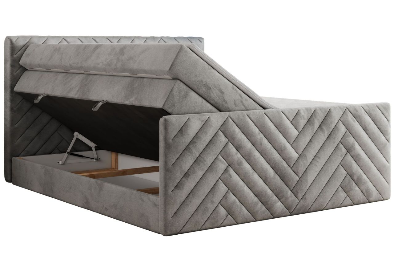 Łóżko kontynentalne PARIS KING DUO 180x200 - H3 - jasnoszary, welwet