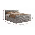 Łóżko kontynentalne PARIS KING DUO 200x200 - H3 - jasnoszary, welwet