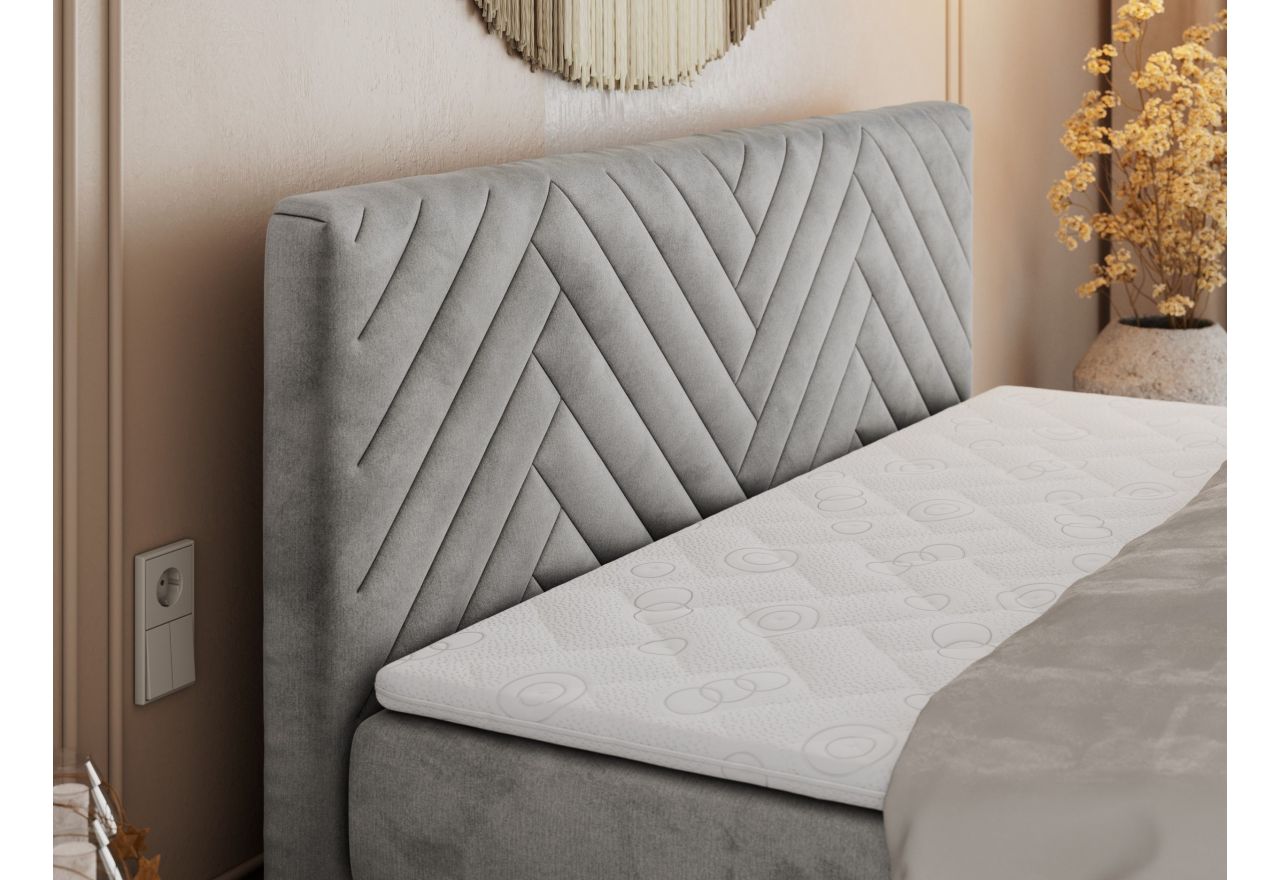 Łóżko kontynentalne PARIS KING DUO 200x200 - H3 - jasnoszary, welwet