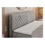 Łóżko kontynentalne PARIS KING DUO 180x200 - H4 - jasnoszary, welwet