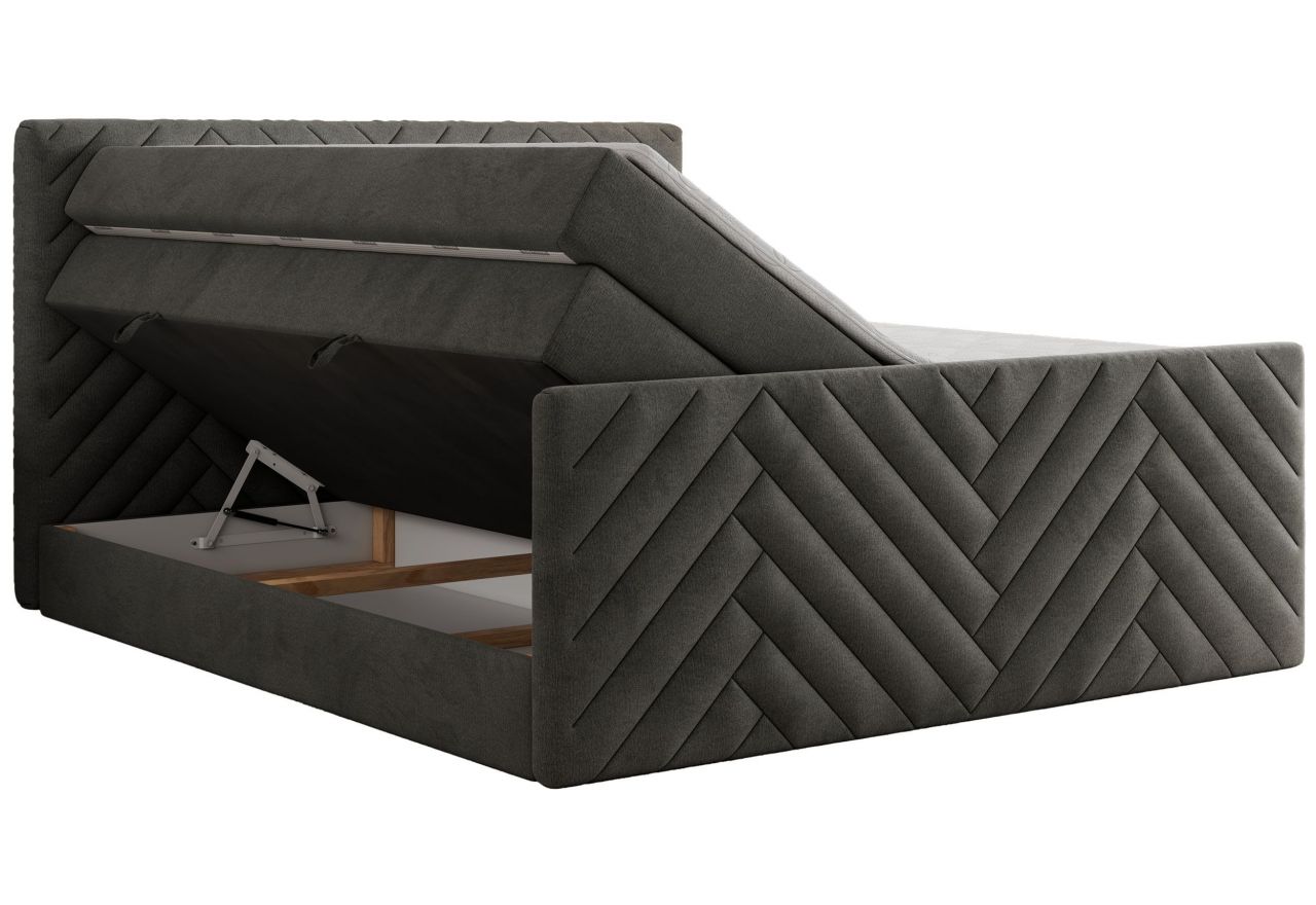 Łóżko kontynentalne PARIS KING DUO 160x200 - H3 - ciemnoszary, welwet