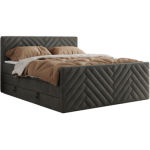 Łóżko kontynentalne PARIS KING DUO 200x200 - H3 - ciemnoszary, welwet