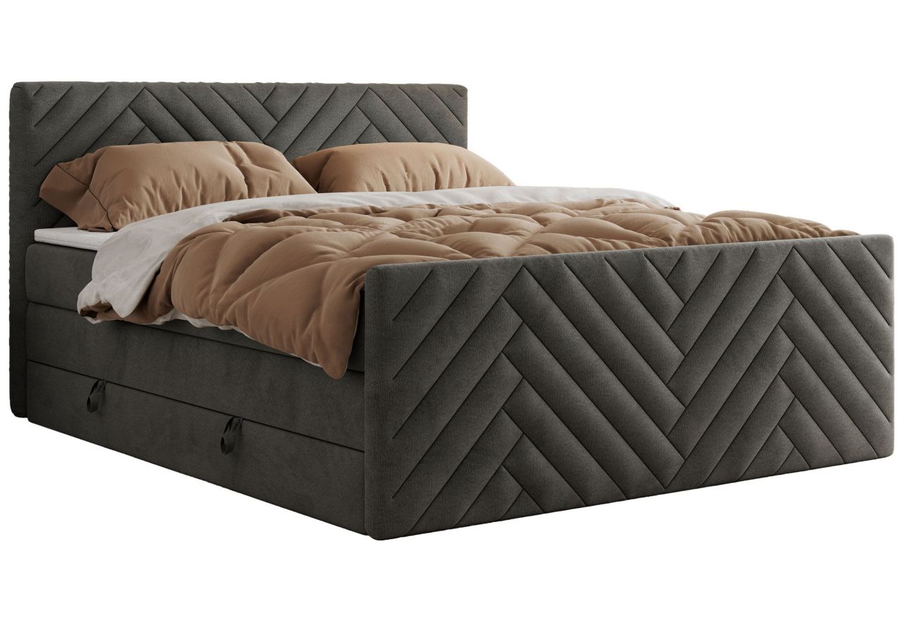 Łóżko kontynentalne PARIS KING DUO 140x200 - H4 - ciemnoszary, welwet