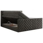 Łóżko kontynentalne PARIS KING DUO 180x200 - H4 - ciemnoszary, welwet