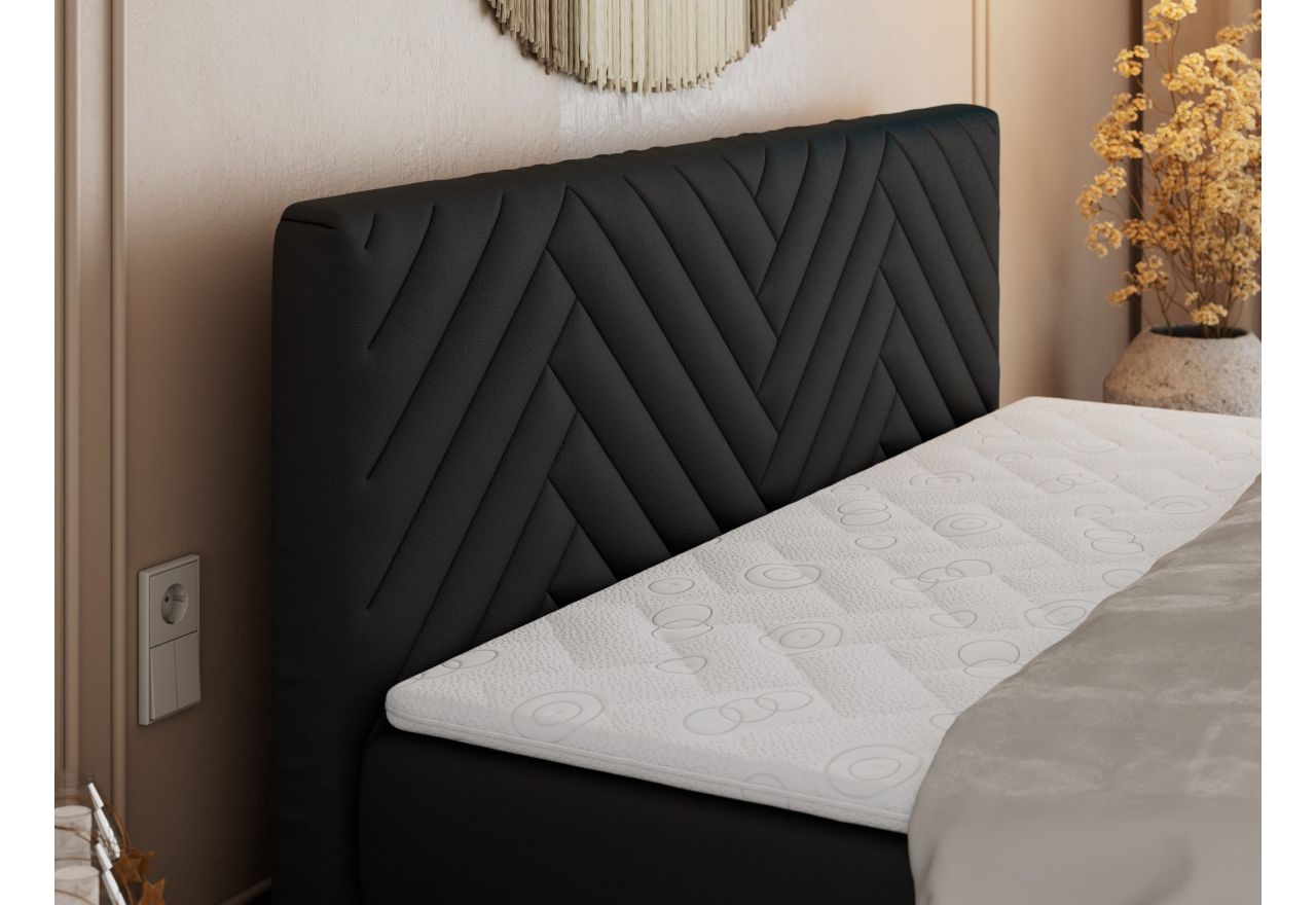 Łóżko kontynentalne PARIS KING DUO 140x200 - H3 - czarny, ekoskóra