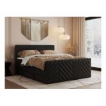 Łóżko kontynentalne PARIS KING DUO 160x200 - H3 - czarny, ekoskóra