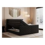 Łóżko kontynentalne PARIS KING DUO 160x200 - H4 - czarny, ekoskóra