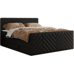 Łóżko kontynentalne PARIS KING DUO 180x200 - H4 - czarny, ekoskóra