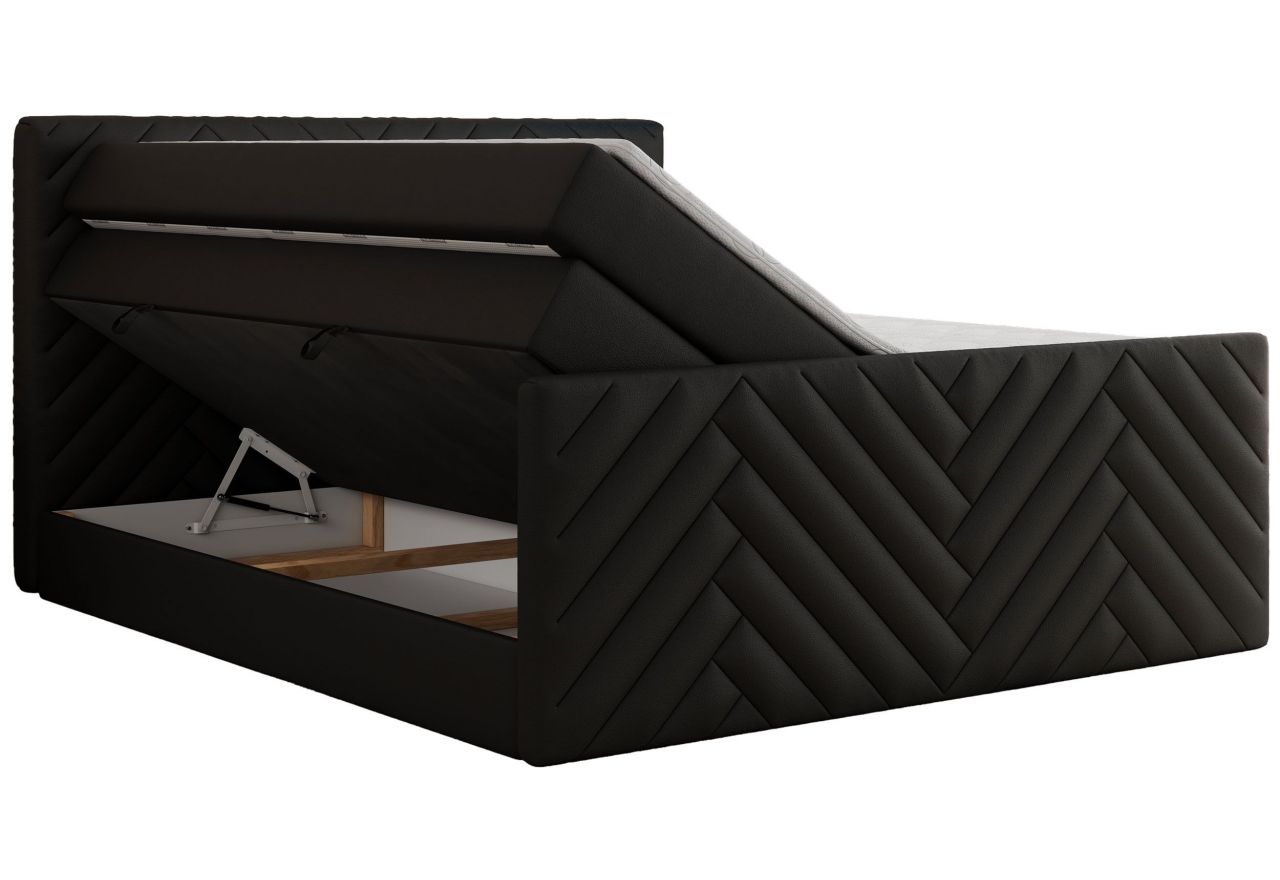 Łóżko kontynentalne PARIS KING DUO 180x200 - H4 - czarny, ekoskóra