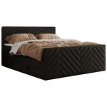 Łóżko kontynentalne PARIS KING DUO 200x200 - H4 - czarny, ekoskóra