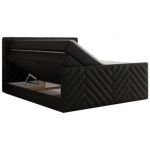 Łóżko kontynentalne PARIS KING DUO 200x200 - H4 - czarny, ekoskóra