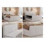 Łóżko kontynentalne PARIS KING DUO 120x200 - H3 - biały, ekoskóra