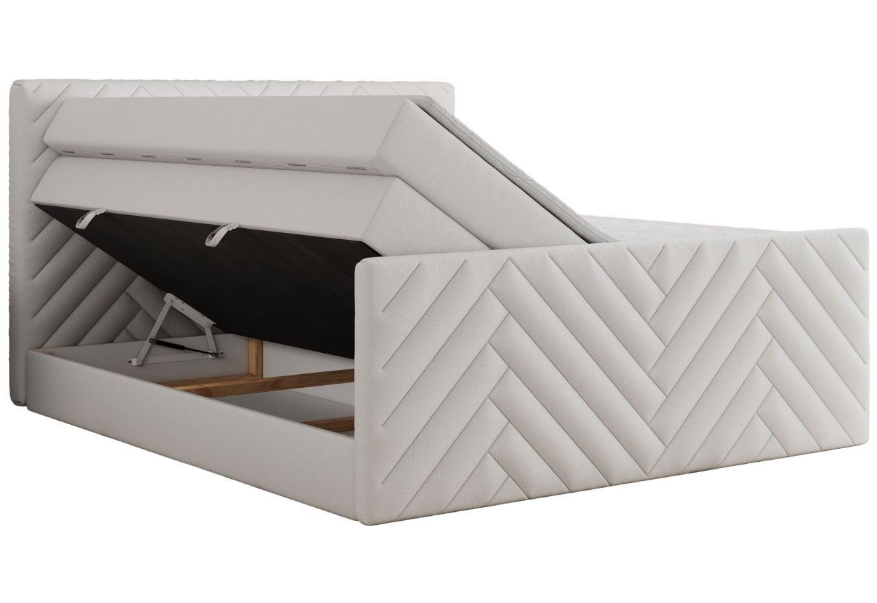 Łóżko kontynentalne PARIS KING DUO 140x200 - H3 - biały, ekoskóra