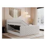 Łóżko kontynentalne PARIS KING DUO 160x200 - H3 - biały, ekoskóra