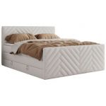 Łóżko kontynentalne PARIS KING DUO 180x200 - H3 - biały, ekoskóra