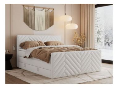 Łóżko kontynentalne PARIS KING DUO 120x200 - H4 - biały, ekoskóra