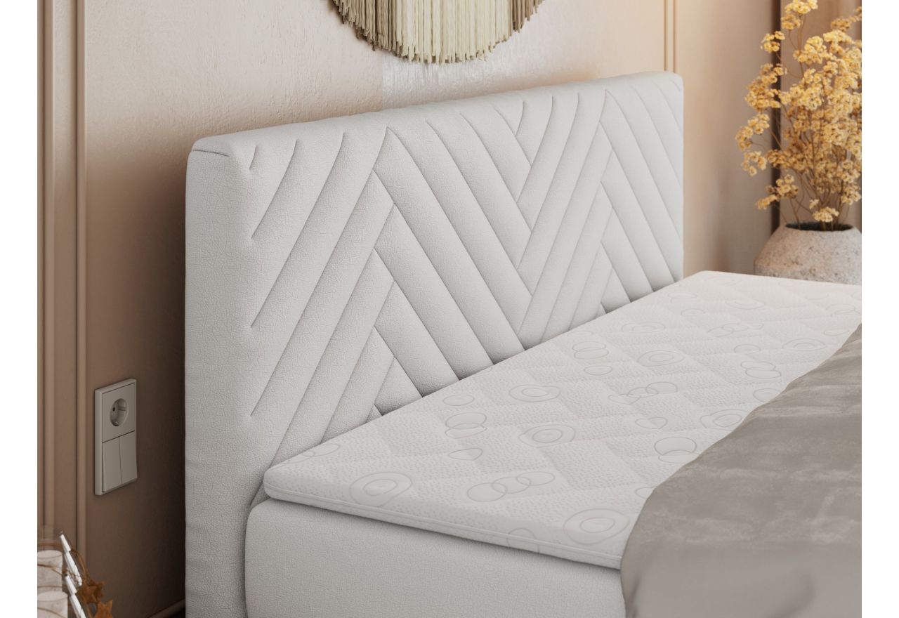 Łóżko kontynentalne PARIS KING DUO 140x200 - H4 - biały, ekoskóra