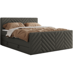 Łóżko kontynentalne PARIS KING DUO 160x200 - H3 - szary, ekoskóra