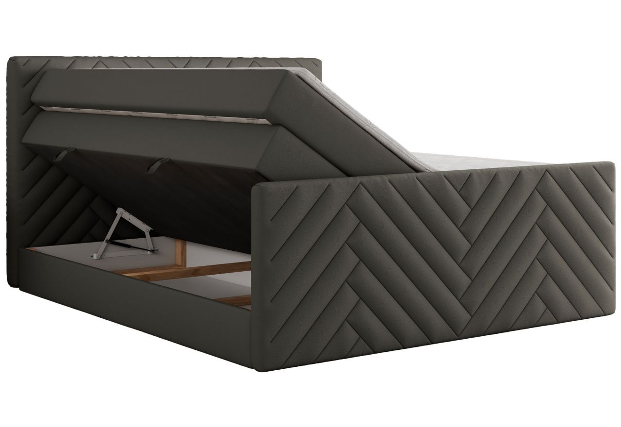 Łóżko kontynentalne PARIS KING DUO 180x200 - H3 - szary, ekoskóra