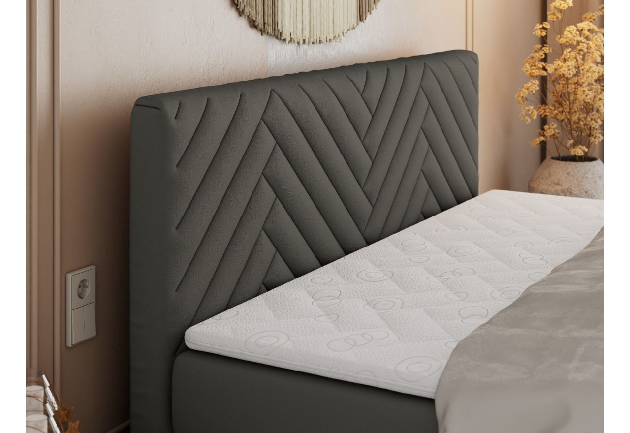 Łóżko kontynentalne PARIS KING DUO 120x200 - H4 - szary, ekoskóra