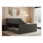 Łóżko kontynentalne PARIS KING DUO 160x200 - H4 - szary, ekoskóra