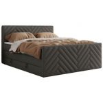 Łóżko kontynentalne PARIS KING DUO 160x200 - H4 - szary, ekoskóra