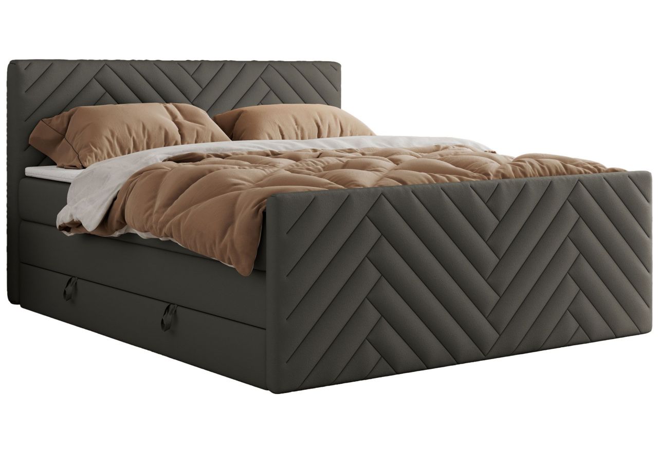 Łóżko kontynentalne PARIS KING DUO 200x200 - H4 - szary, ekoskóra