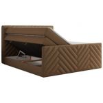 Łóżko kontynentalne PARIS KING DUO 180x200 - H3 - brązowy, ekoskóra