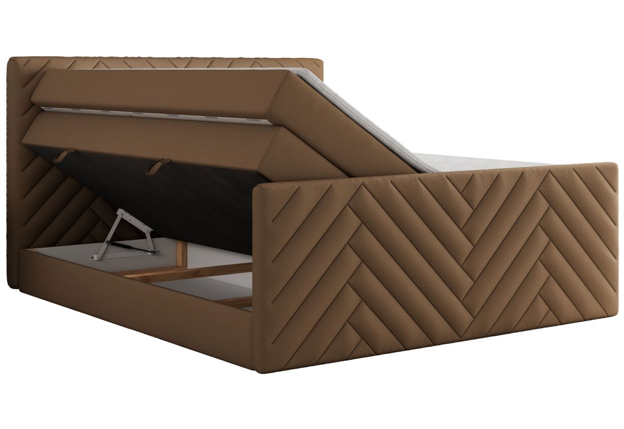 Łóżko kontynentalne PARIS KING DUO 200x200 - H3 - brązowy, ekoskóra