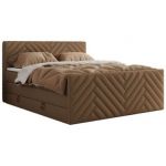 Łóżko kontynentalne PARIS KING DUO 180x200 - H4 - brązowy, ekoskóra