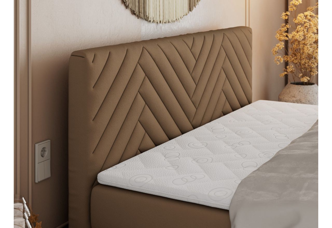 Łóżko kontynentalne PARIS KING DUO 200x200 - H4 - brązowy, ekoskóra