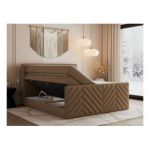 Łóżko kontynentalne PARIS KING DUO 200x200 - H4 - brązowy, ekoskóra