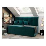 Łóżko młodzieżowe BANCO 90x200 - H3 - ciemnozielony, welwet - topper T25