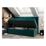 Łóżko młodzieżowe BANCO 90x200 - H3 - ciemnozielony, welwet - topper T25