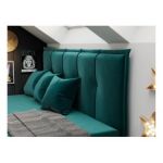 Łóżko młodzieżowe BANCO 90x200 - H3 - ciemnozielony, welwet - topper T25