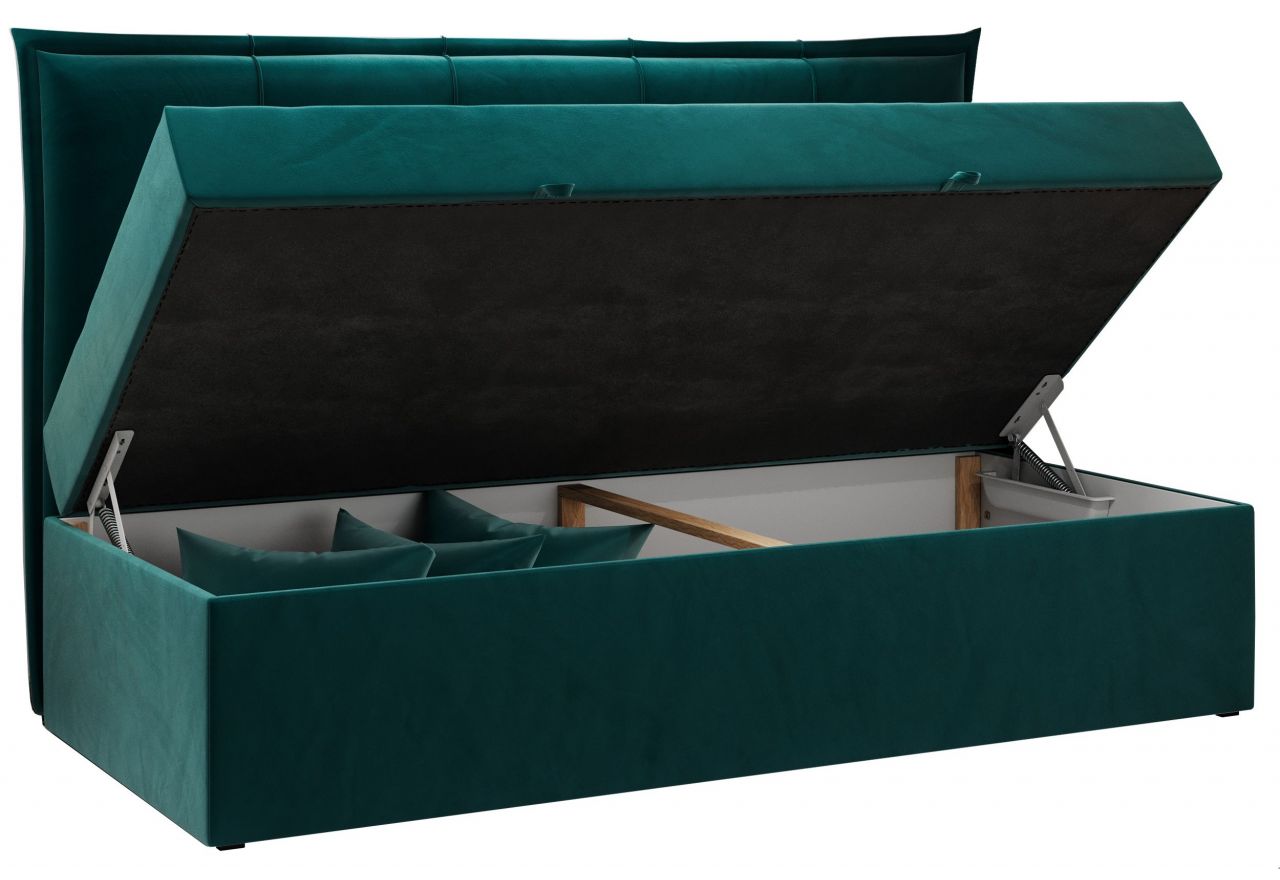 Łóżko młodzieżowe BANCO 90x200 - H3 - ciemnozielony, welwet - topper T25