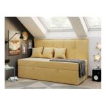 Łóżko młodzieżowe BANCO 90x200 - H3 - żółty, welwet - topper T25