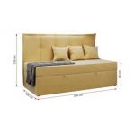 Łóżko młodzieżowe BANCO 90x200 - H3 - żółty, welwet - topper T25