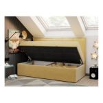 Łóżko młodzieżowe BANCO 90x200 - H3 - żółty, welwet - topper T25