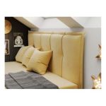 Łóżko młodzieżowe BANCO 90x200 - H3 - żółty, welwet - topper T25