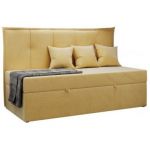 Łóżko młodzieżowe BANCO 90x200 - H3 - żółty, welwet - topper T25