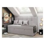 Łóżko młodzieżowe BANCO 90x200 - H3 - jasnoszary, welwet - topper T25