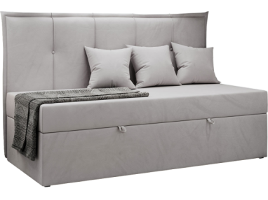 Łóżko młodzieżowe BANCO 90x200 - H3 - jasnoszary, welwet - topper T25