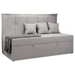 Łóżko młodzieżowe BANCO 90x200 - H3 - jasnoszary, welwet - topper T25