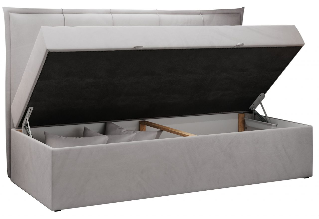 Łóżko młodzieżowe BANCO 90x200 - H3 - jasnoszary, welwet - topper T25