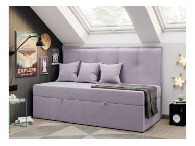 Łóżko młodzieżowe BANCO 90x200 - H3 - fioletowy, welwet - topper T25