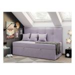 Łóżko młodzieżowe BANCO 90x200 - H3 - fioletowy, welwet - topper T25
