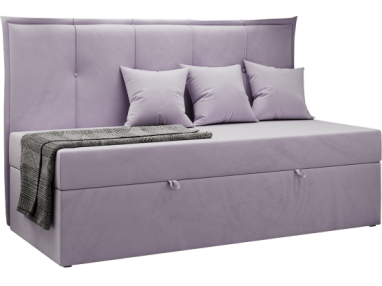 Łóżko młodzieżowe BANCO 90x200 - H3 - fioletowy, welwet - topper T25