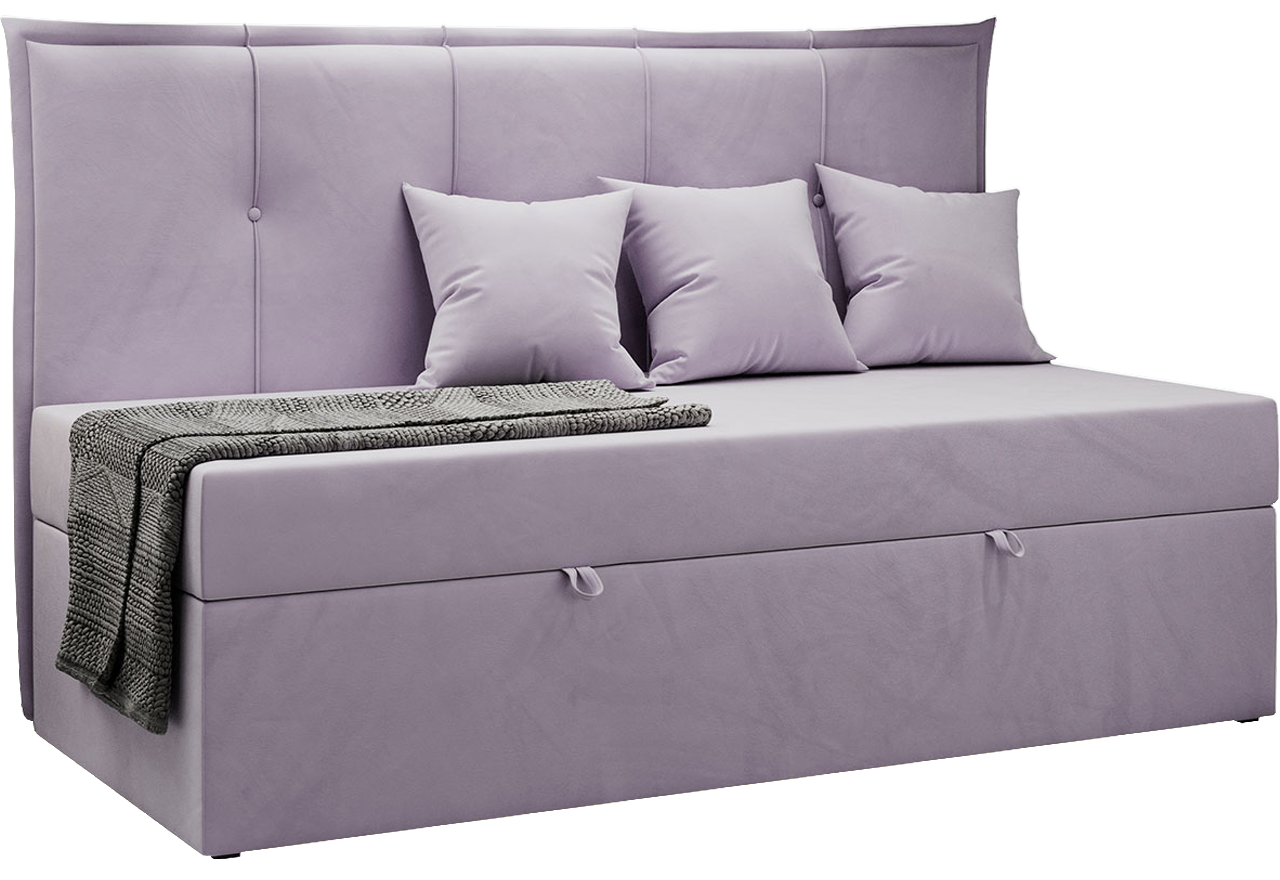 Łóżko młodzieżowe BANCO 90x200 - H3 - fioletowy, welwet - topper T25